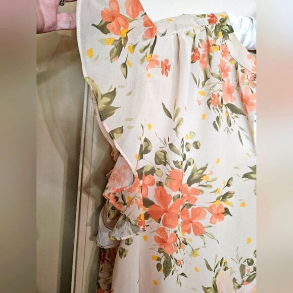 #360 MAGASCHONI- Floral Print Flutter Sleeve Blouse- Size:2X - Picture 5 of 6